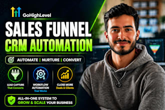 build gohigh level sales funnel ghl web CRM automation workflows website