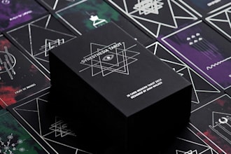 design card game, board game, affirmation cards poker cards card box mockup