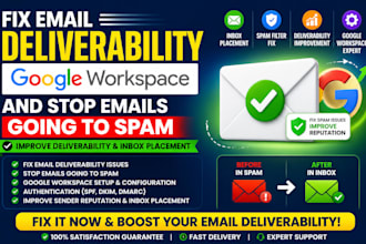 fix email deliverability google workspace and email going to spam and improve