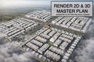 render professional master plan, 2d site plan, 3d animation for real estate