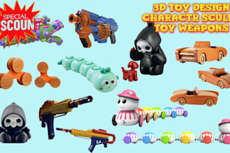 3d model toys, 3d character, action figure, puzzles or wooden toys for print