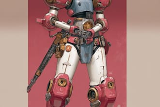 make mecha or robotic illustration style