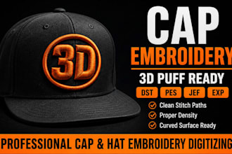 digitize logo for cap embroidery and 3d puff design