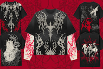 design grunge streetwear with cyber sigilism or tribal