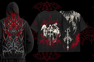 design grunge streetwear with cyber sigilism or tribal