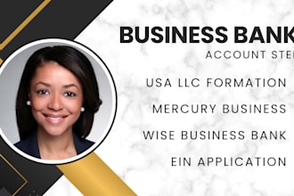 create USA business bank, setup wise, mercury, payoneer, stripe proof of address