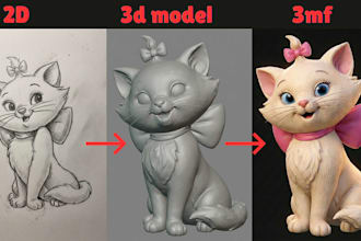 convert 2d photo sketch image toy anime figure to stl file for 3d printing