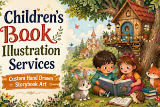 draw 2d hand drawn children book illustration for your story