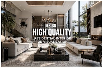 design high quality residential interior 3d visualization
