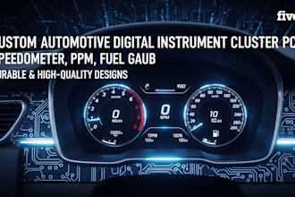 design automotive digital instrument cluster pcb , speedometer, rpm, fuel