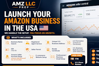 do US llc registration with amazon, us bank account setup