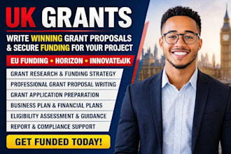 write uk grant proposals and secure eu funding, horizon and innovate uk grants
