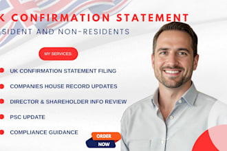 prepare and file UK confirmation statement and companies house compliance