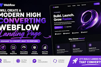 create a modern high converting webflow landing page design