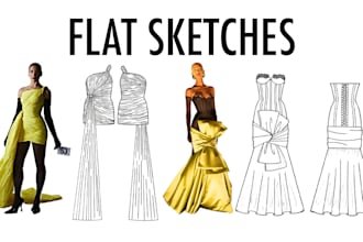 draw professional technical drawings and flat sketches