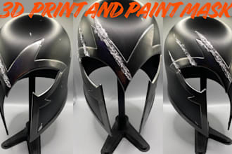 3d print and paint custom helmet mask cosplay props, 3d printable mask resin fdm