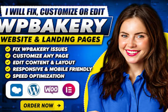 fix, customize or edit wpbakery page builder wordpress website and landing pages
