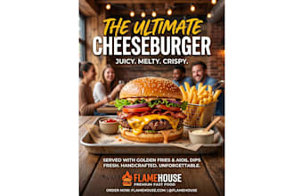 design eye catching burger poster and food advertisement