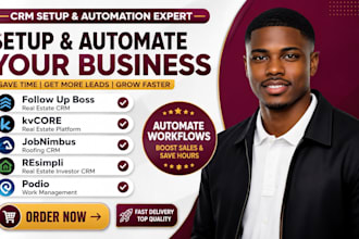 setup follow up boss kvcore jobnimbus resimpli podio shopmonkey crm automation
