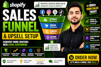 setup shopify sales funnel, upsell cross sell to increase sales
