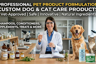 formulate custom pet, dog and cat care products with vet approved ingredients
