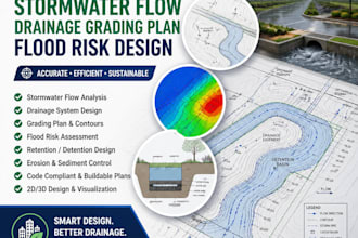 do civil engineering stormwater flow drainage grading plan flood risk design