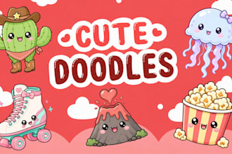 custom kawaii stickers, doodles, or chibi character packs