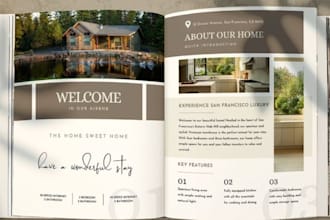 design airbnb welcome book, real estate booklet, ebook house guide and guidebook