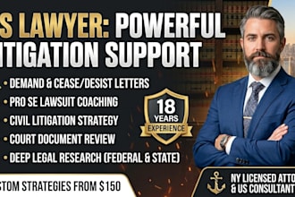 be your US lawyer for civil lawsuits, demand letters, and litigation