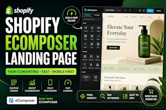 create a professional shopify landing page using ecomposer