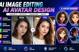 do ai image editing, ai photo enhancement and ai avatar design
