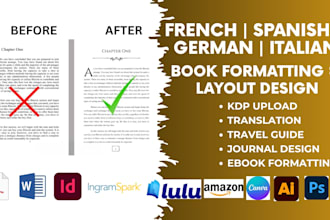 format, design, layout german ebook italian, spanish ebook french dutch book kdp