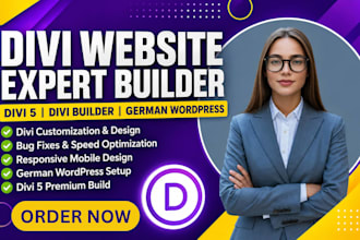 be divi expert for german  divi customization, divi builder website, and divi 5