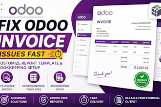 fix odoo invoice issues customize report template and bookkeeping setup