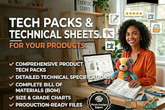 create technical sheets , tech packs for products