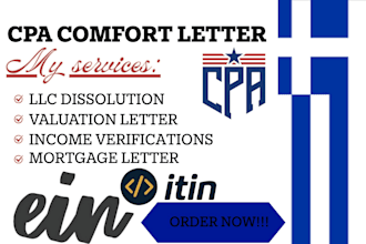 write verified CPA letter, income letter, expense ratio letter, mortgage letter