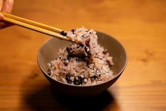 prepare a plate of japanese rice