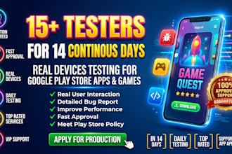 provide 12 tester google play testers android app testing beta testing