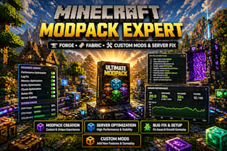 create custom minecraft modpack, modpack developer forge fabric minecraft server