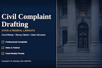 write your federal or state lawsuit complaint as a licensed US attorney