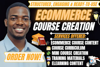 create ecommerce course content, curriculum, and mini course for online training