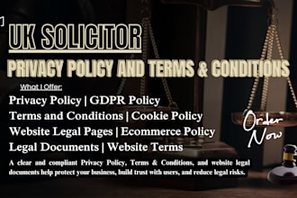 draft privacy policy terms and conditions website legal page as a UK solicitor