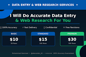 do accurate data entry and web research for you
