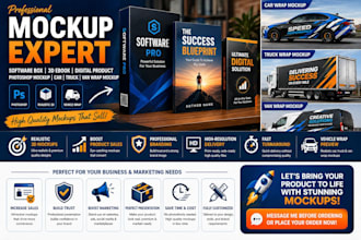 do software box 3d ebook box digital produc photoshop mockup car truck van wrap