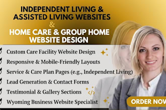 design independent living, home care, assisted living, group home website