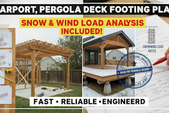 design carport pergola deck footing plan for snow and wind load analysis