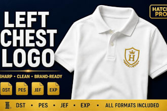 digitize your logo for left chest embroidery on shirts polos and uniforms