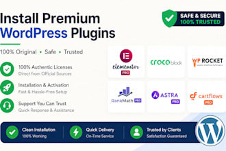 install elementor pro, crocoblock, wp rocket and  premium wordpress plugins