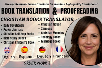 proofread and translate your christian books to french, german and english