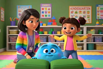 create engaging 3d pixar style animation, nursery rhyme videos for kids learning